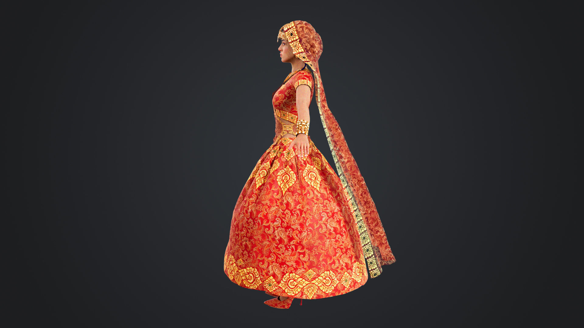 Indian couple Rigged Low-poly 3D model_20