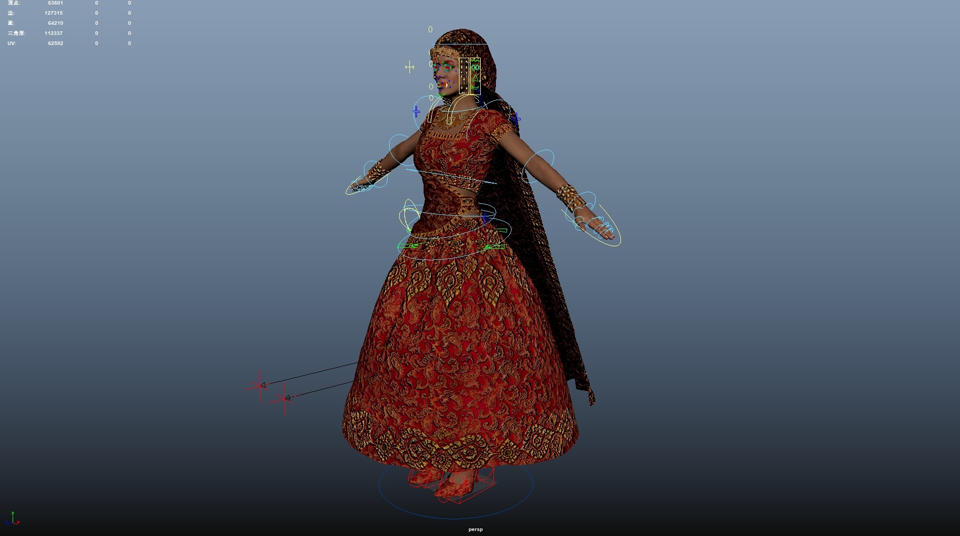Indian couple Rigged Low-poly 3D model_34