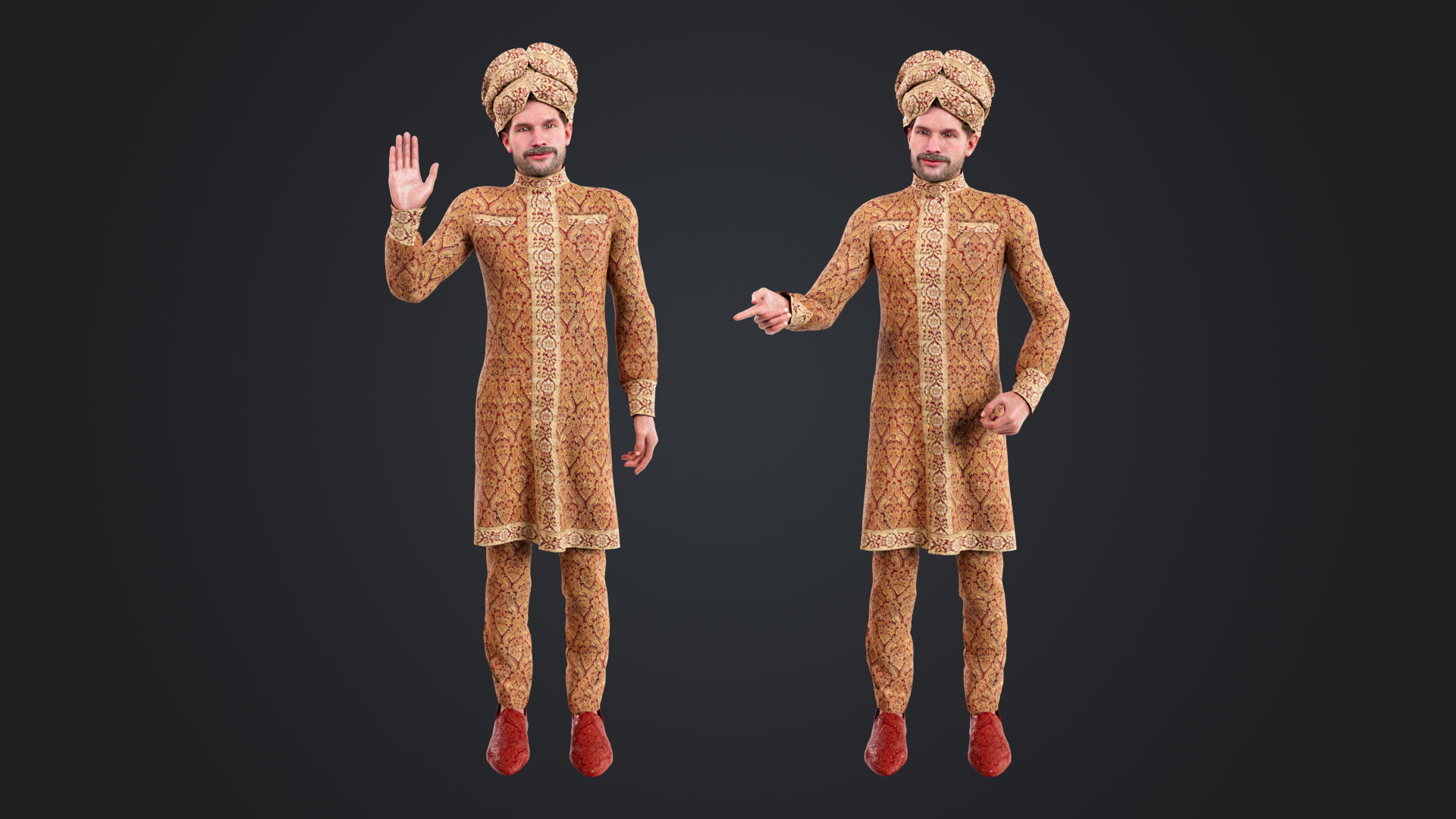 Indian couple Rigged Low-poly 3D model_1