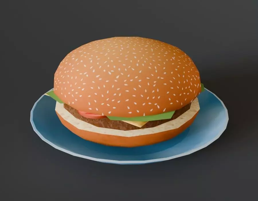 Stylized burger low polygon Free low-poly 3D model