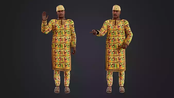 African Man Rigged Low-poly 3D model