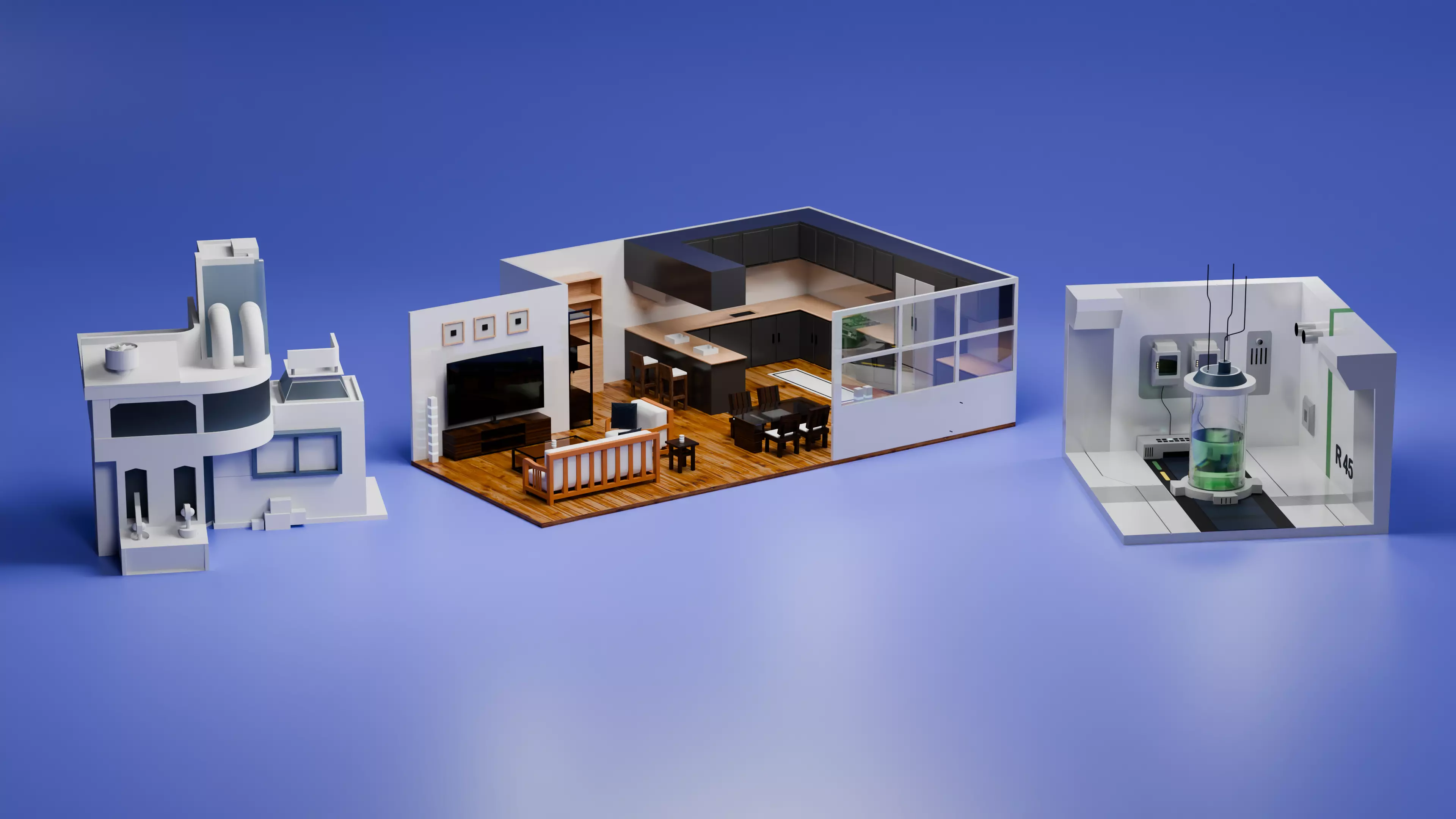Pack of 3D Scenes Low-poly 3D model