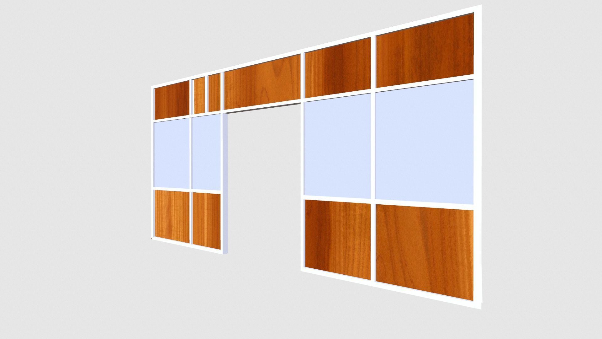 Wooden and Glass Door Low-poly 3D model_4