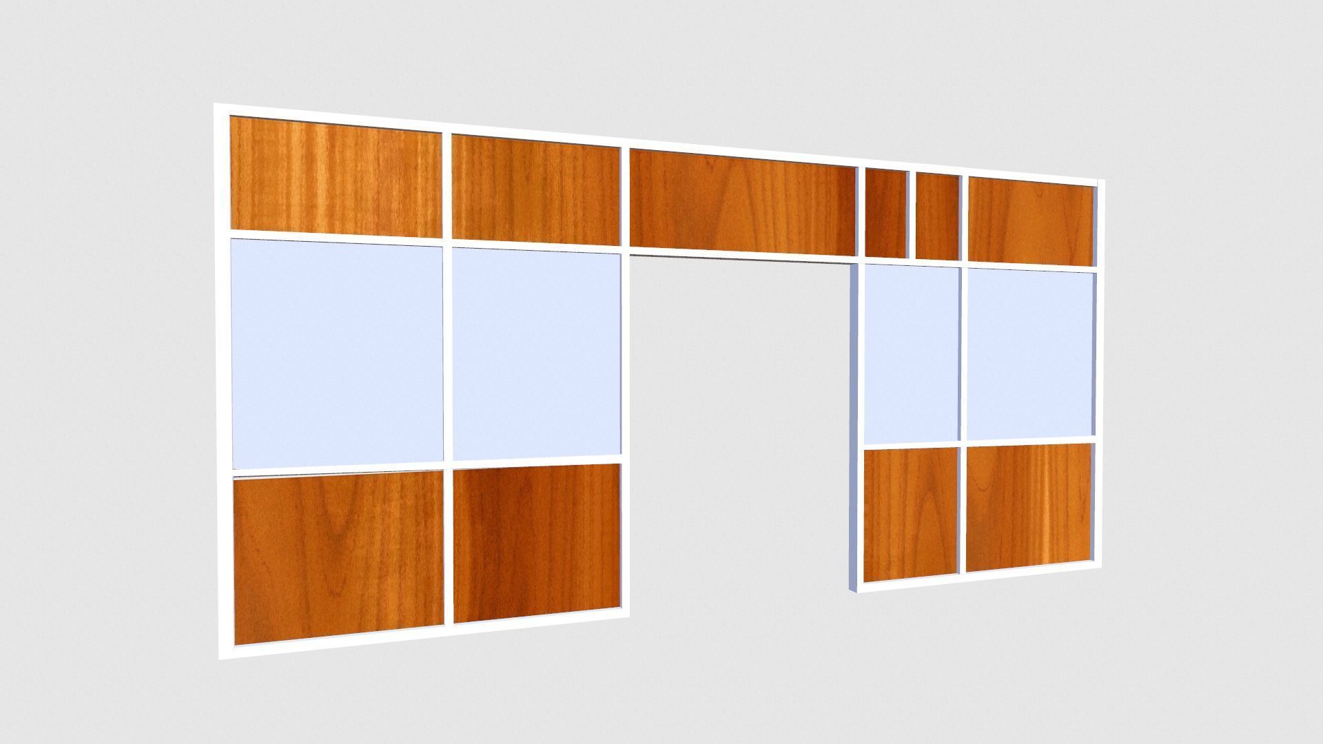 Wooden and Glass Door Low-poly 3D model_3