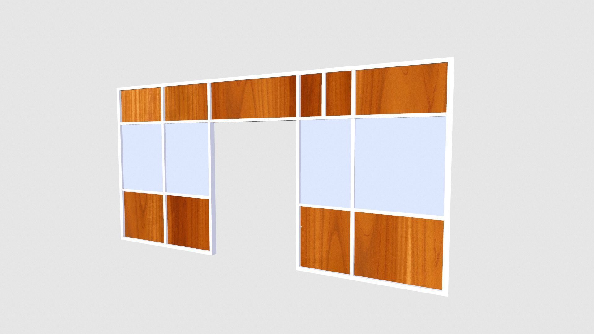 Wooden and Glass Door Low-poly 3D model_2
