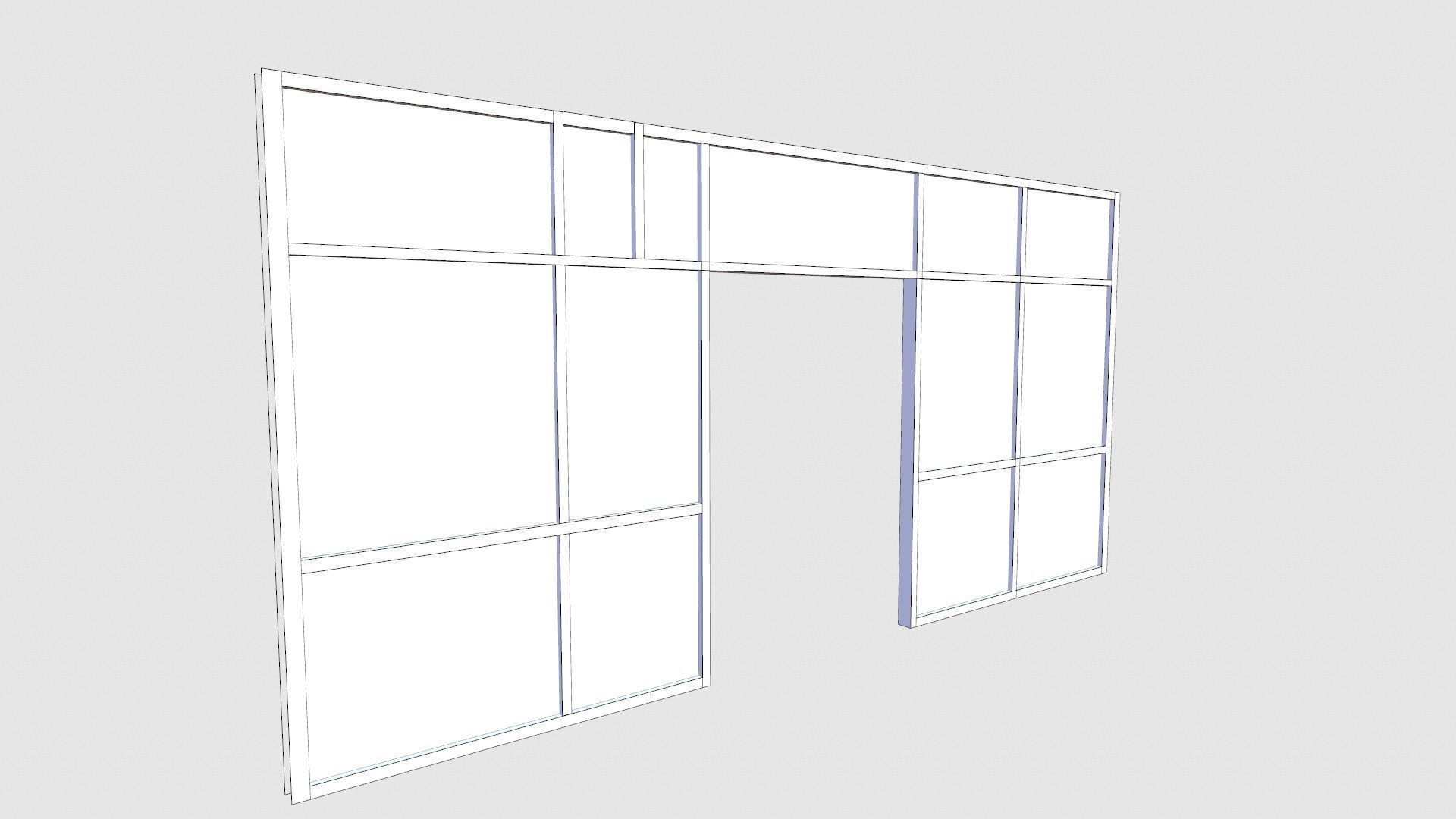 Wooden and Glass Door Low-poly 3D model_7