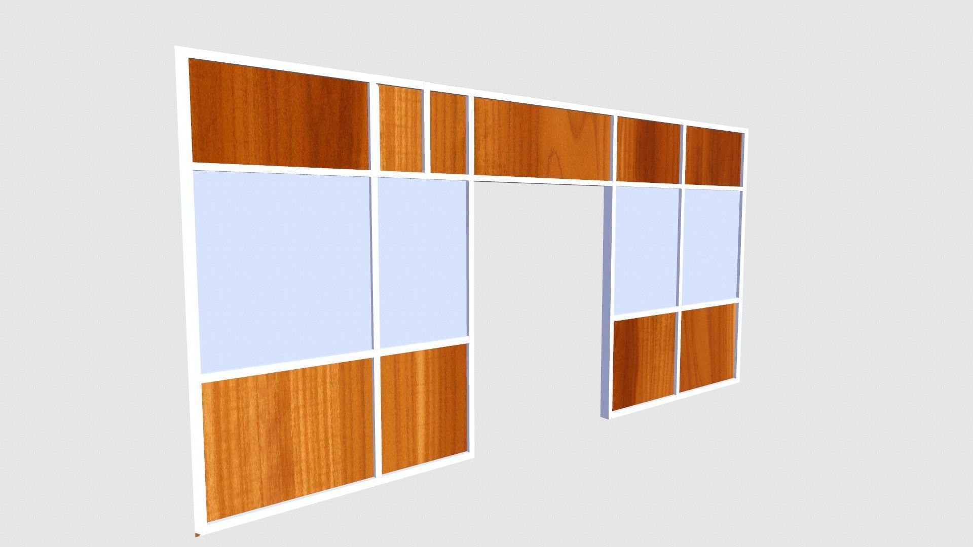 Wooden and Glass Door Low-poly 3D model_6