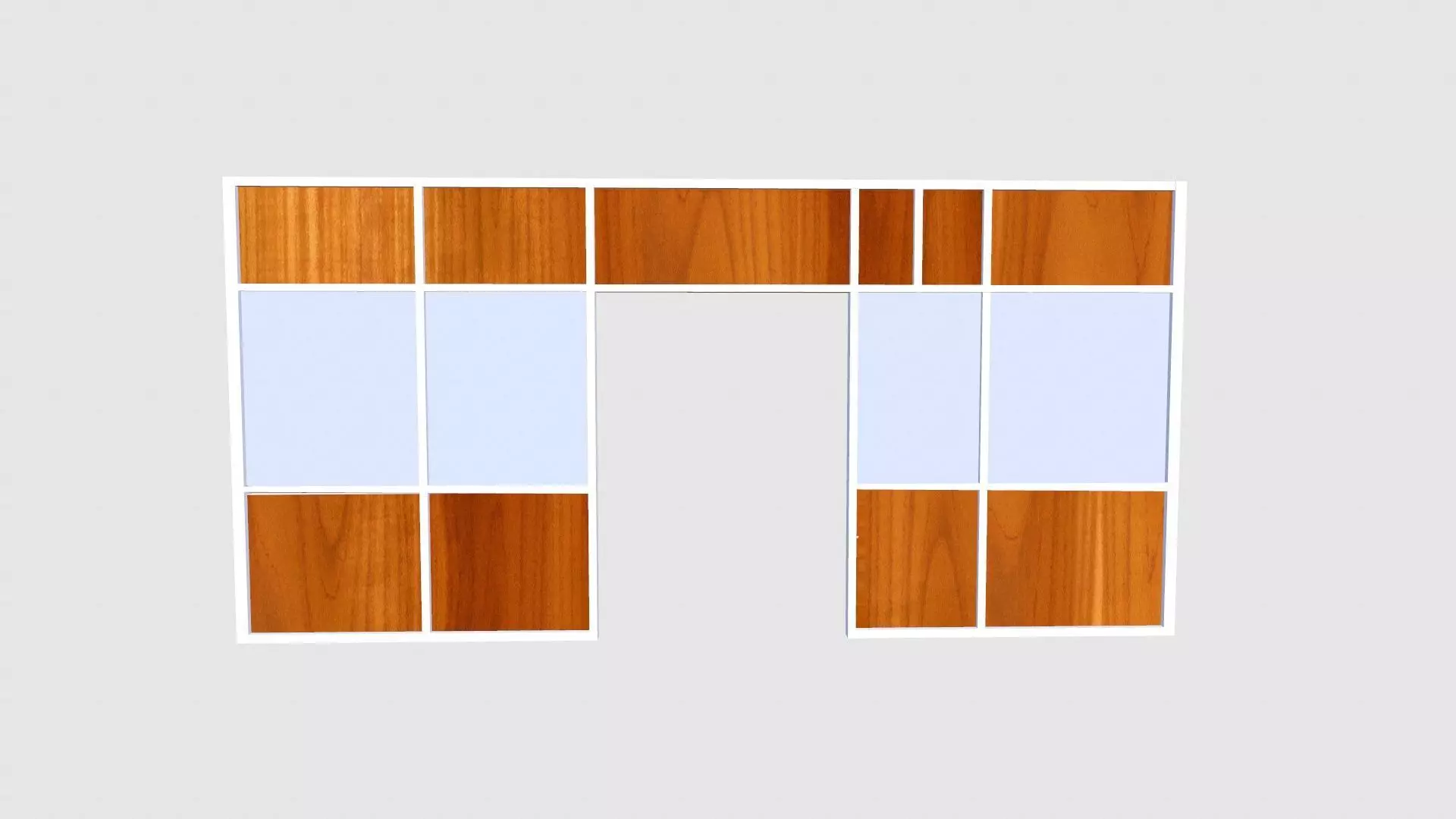 Wooden and Glass Door Low-poly 3D model_0