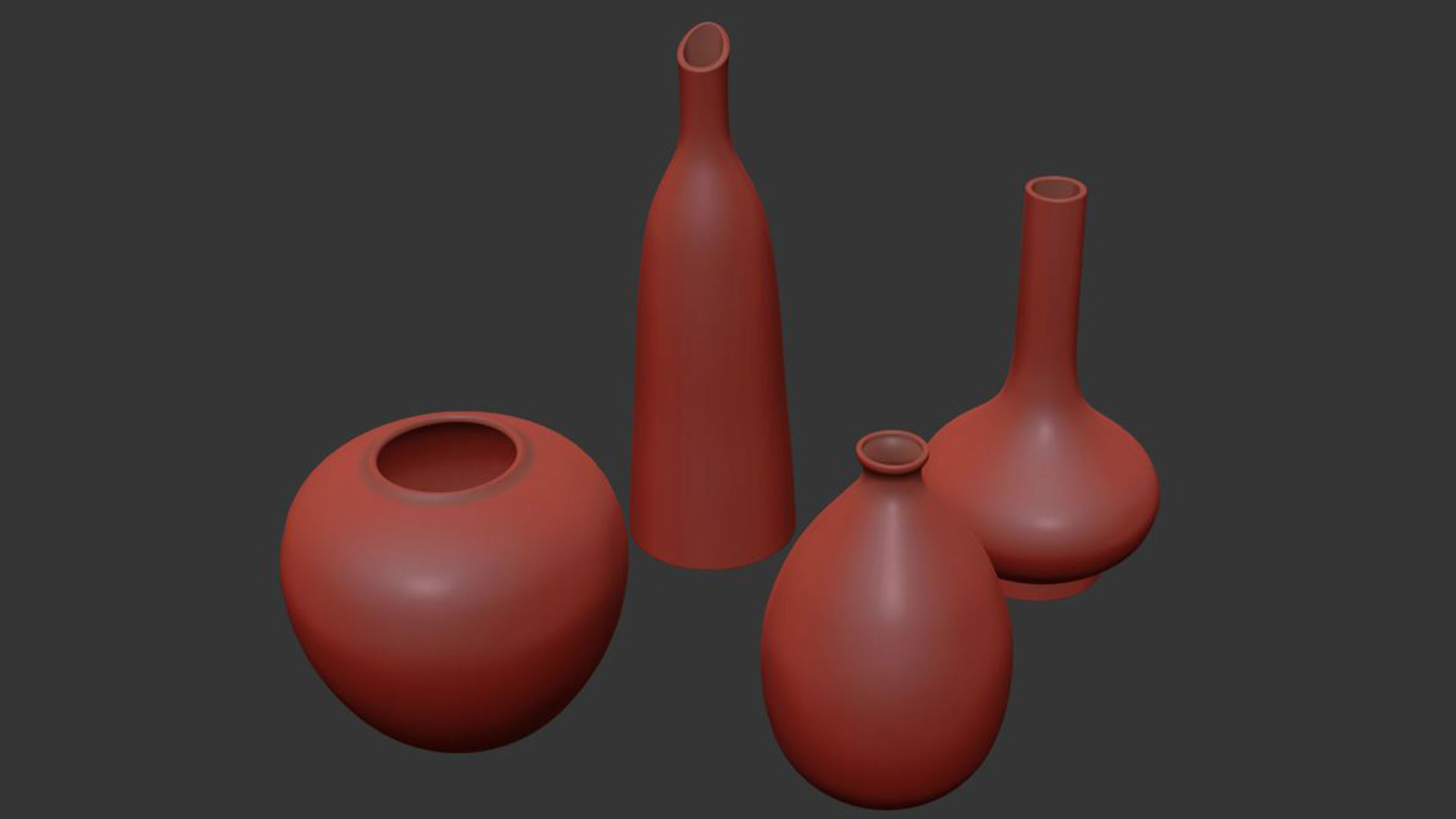 Set 4 Beige White Ceramic Rustic Vase 3D model_6
