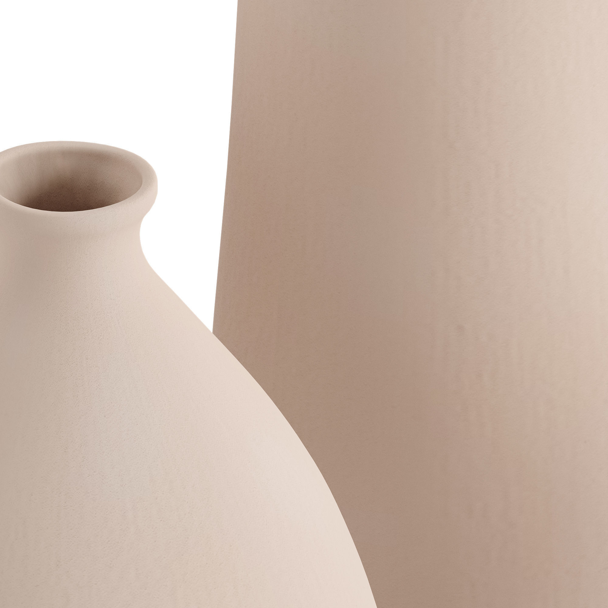 Set 4 Beige White Ceramic Rustic Vase 3D model_3