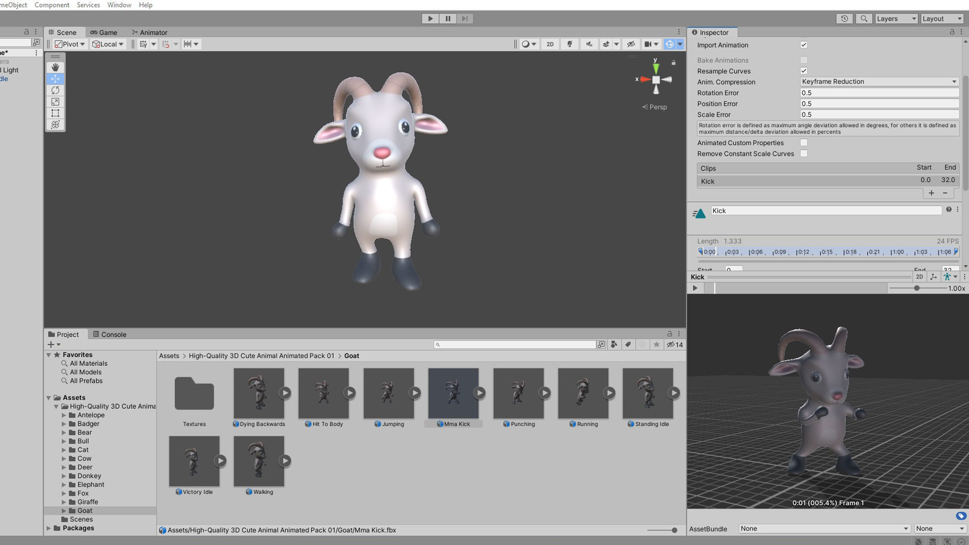 High-Quality 3D Cute Goat - Animated for Games Low-poly 3D model_3