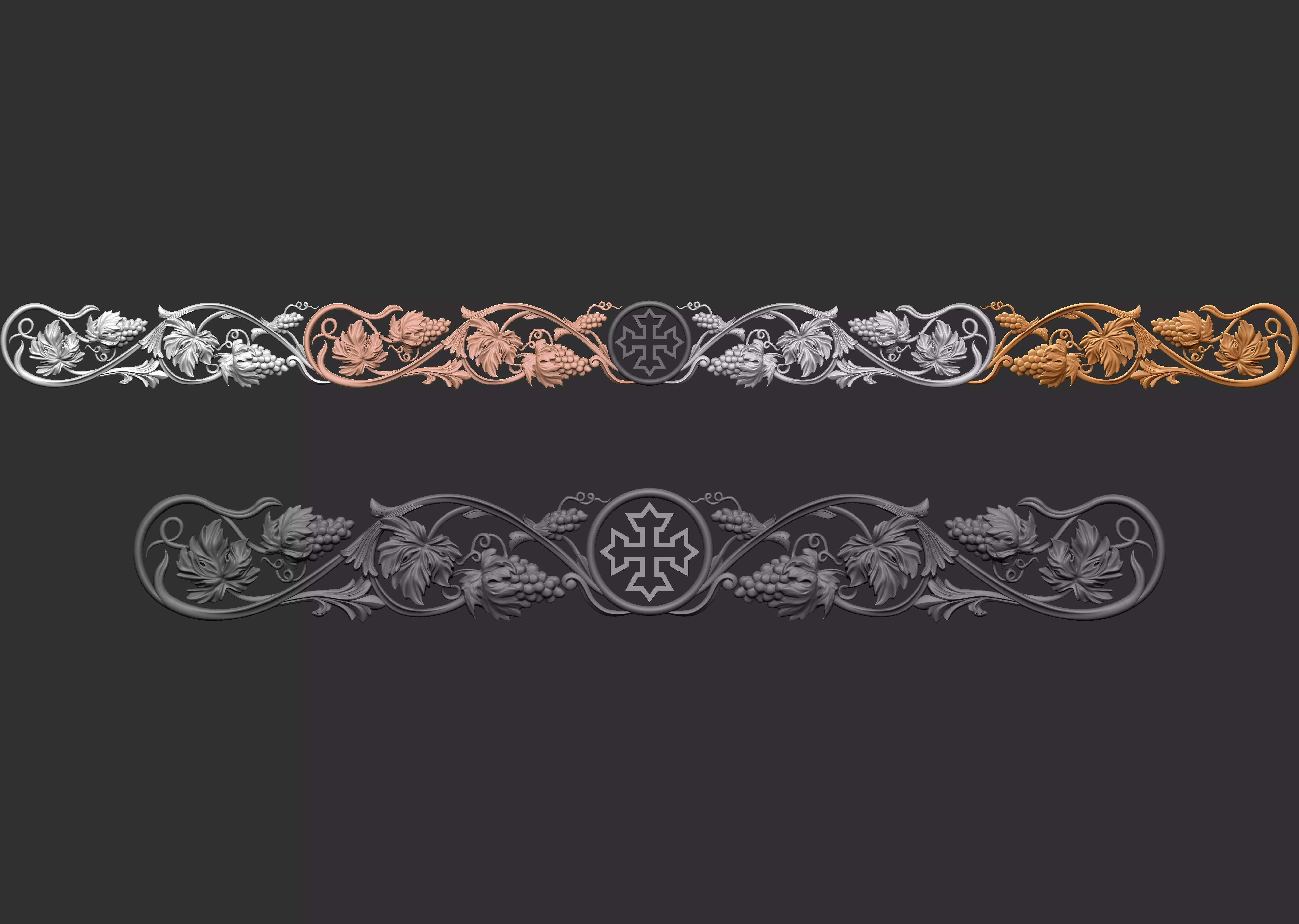 grape vine church cornice - repeatable parts 3D model