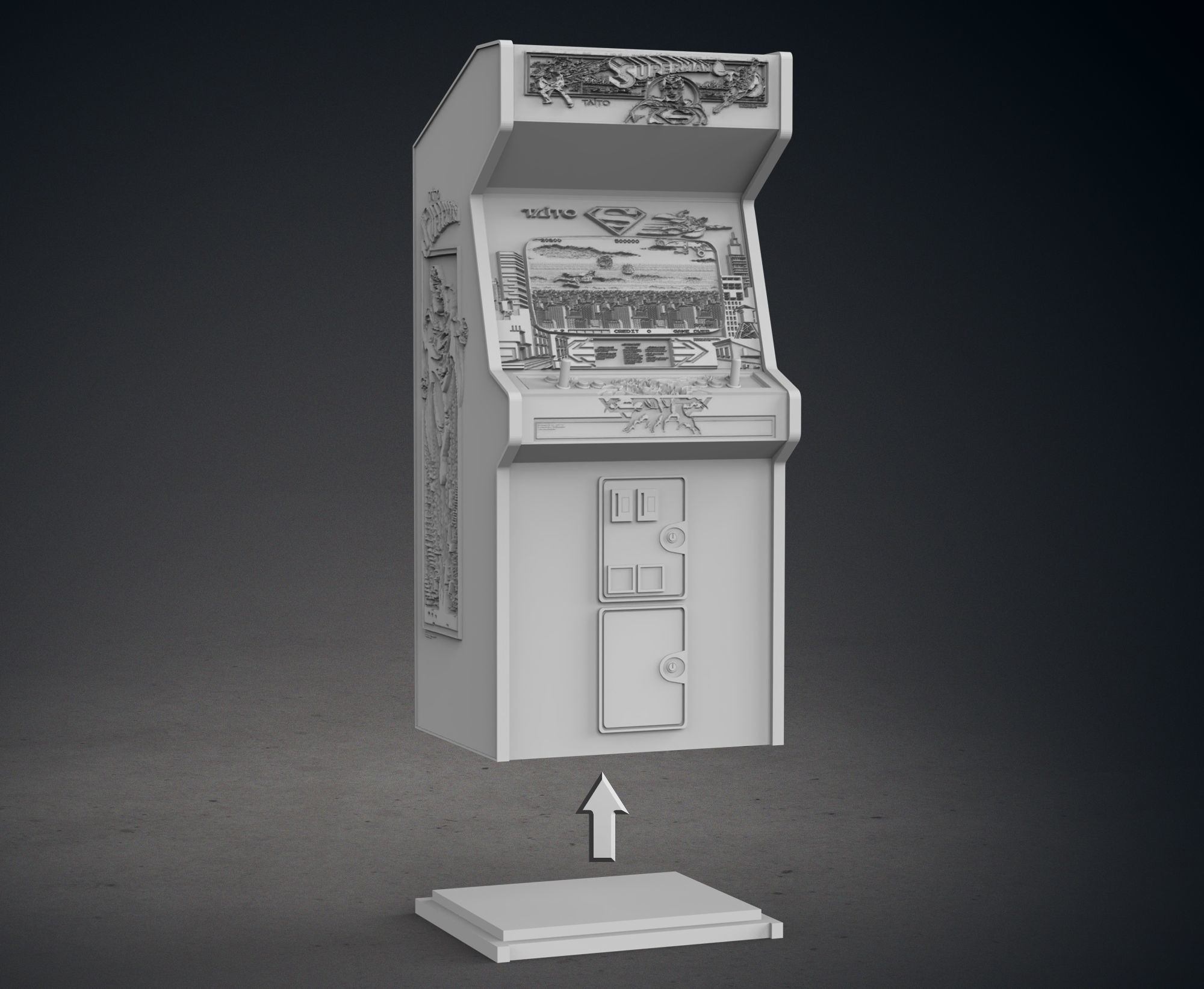 Superman Arcade Cabinet with Lithophane 3D print model_11