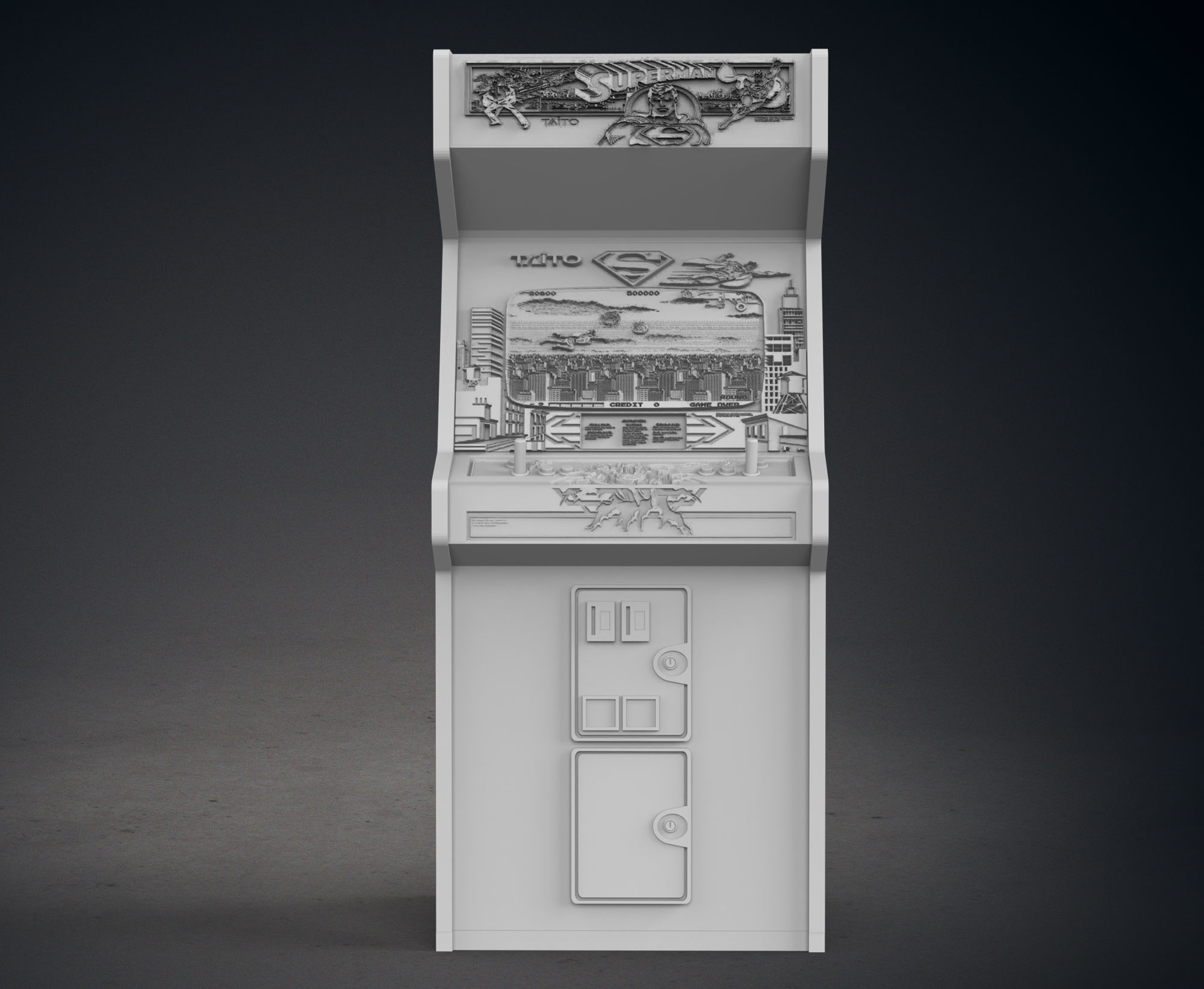 Superman Arcade Cabinet with Lithophane 3D print model_2