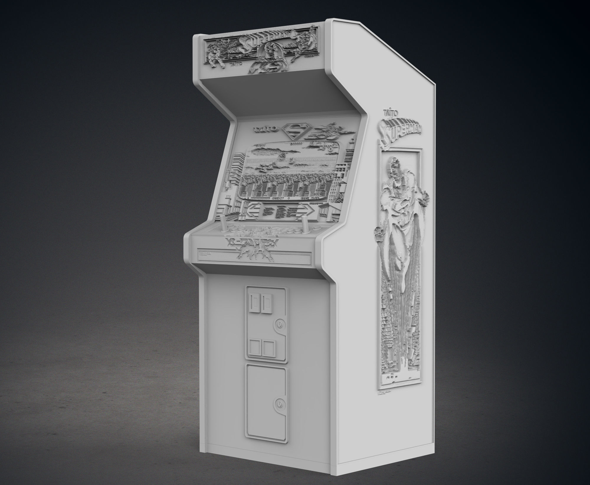 Superman Arcade Cabinet with Lithophane 3D print model_3