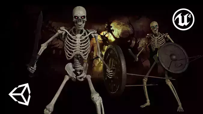 Skeleton 01 Low-poly 3D model