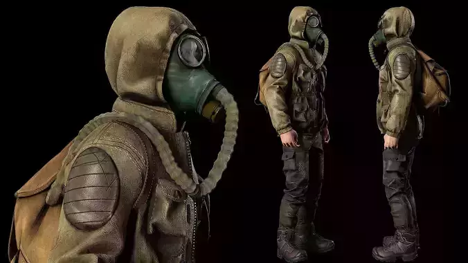 Post apocalyptic survivor 1 Game ready low poly character Low-poly 3D model