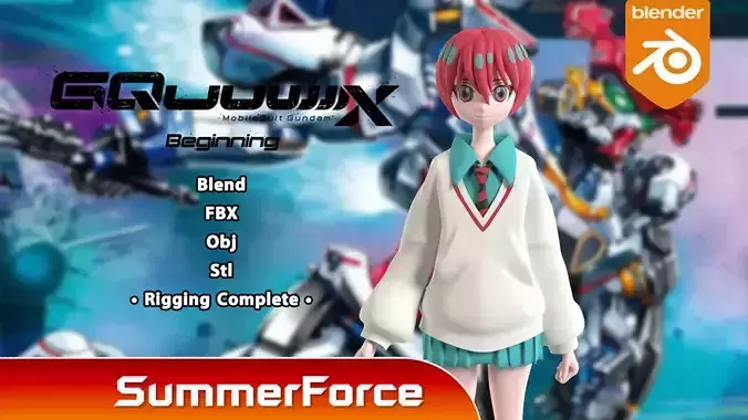 Amate Yuzuriha - Gundam GQuuuuuuX 3D model