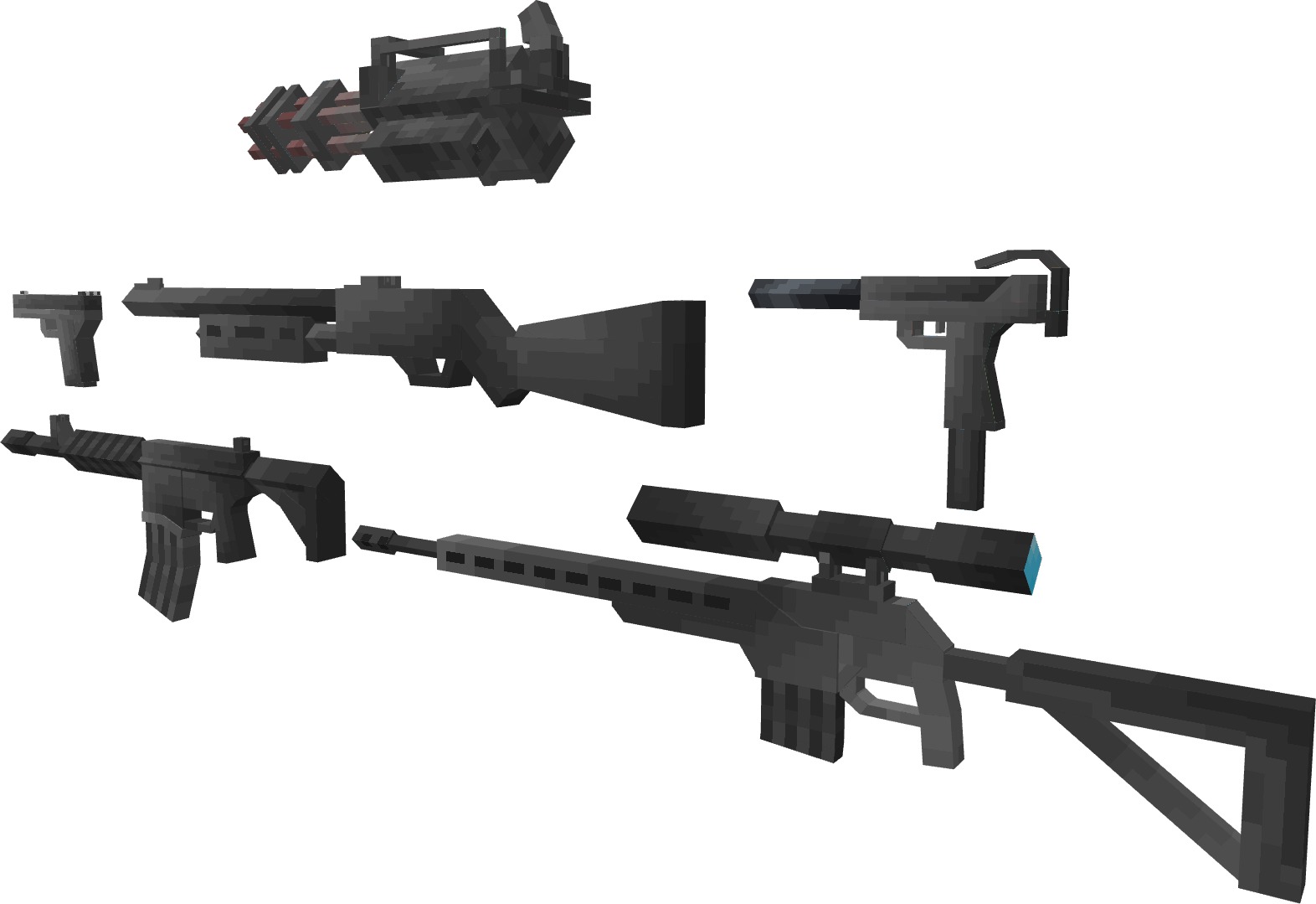 Low poly gun pack Low-poly 3D model_1
