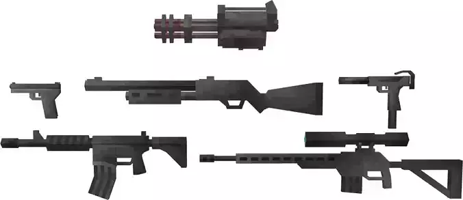 Low poly gun pack