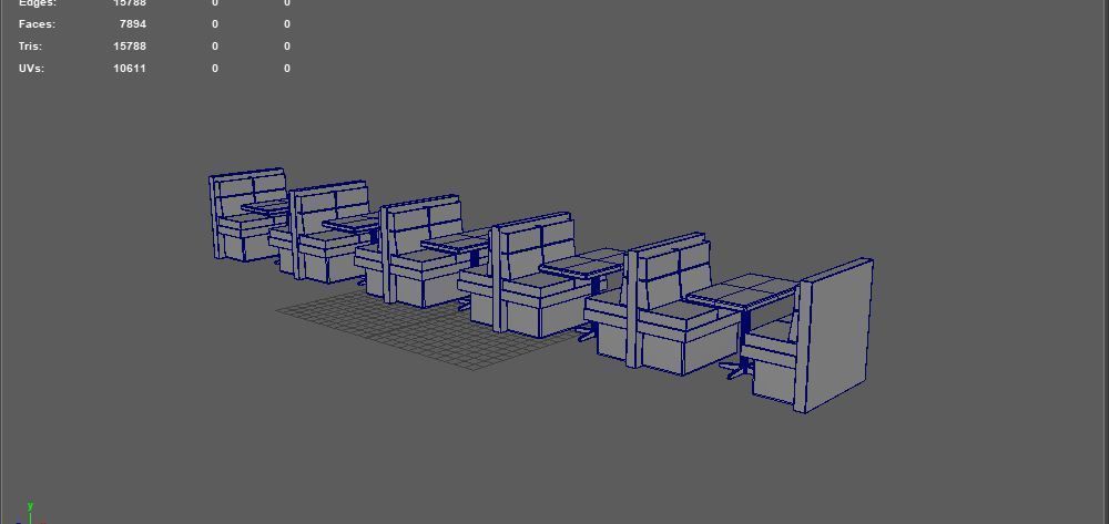 Restaurant sofa 3D model_10