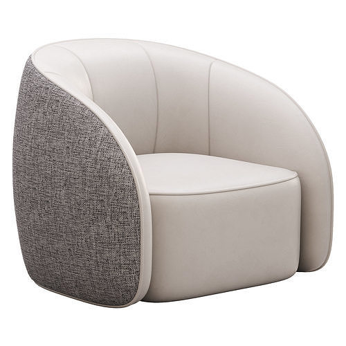 BeigeRed Leather Sofa Chair Low-poly 3D model 7