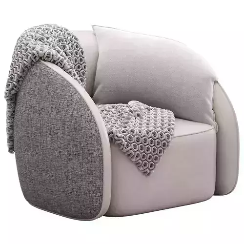 BeigeRed Leather Sofa Chair Low-poly 3D model