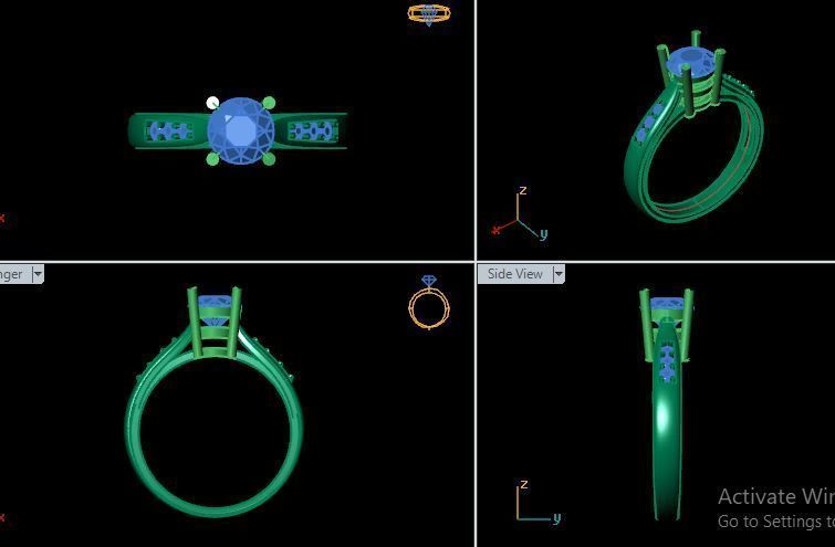 solitair ring for daimonds 3D print model_16