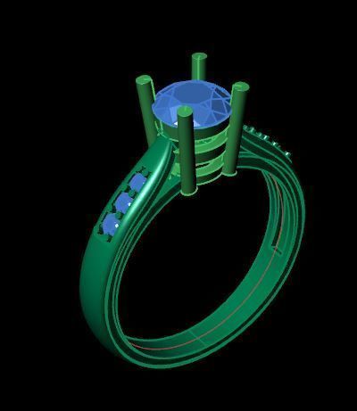 solitair ring for daimonds 3D print model_12