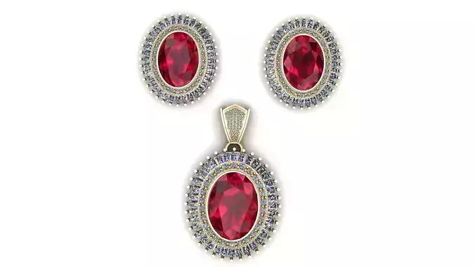 RED STONEE GOLD LOCKET SET 3D PRINTABLE MODEL