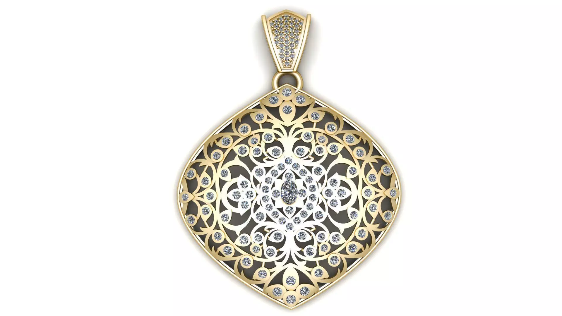 RHODIUM DIAMOND PENDANT 3D PRINTABLE MODEL 3D print model