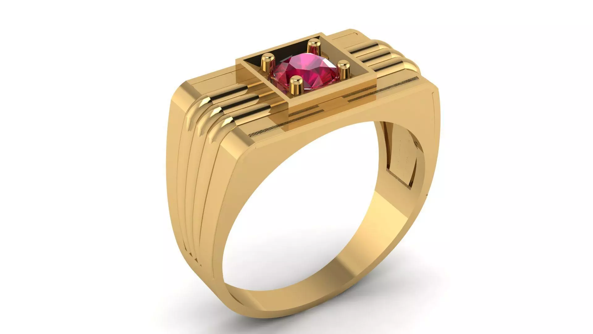 LUXURY RED STONE MEN RING 3D PRINTABLE MODEL 3D print model