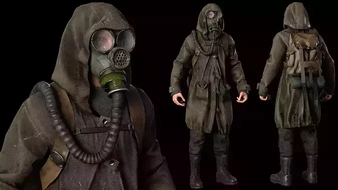Post apocalyptic survivor 2 Game ready low poly character Low-poly 3D model