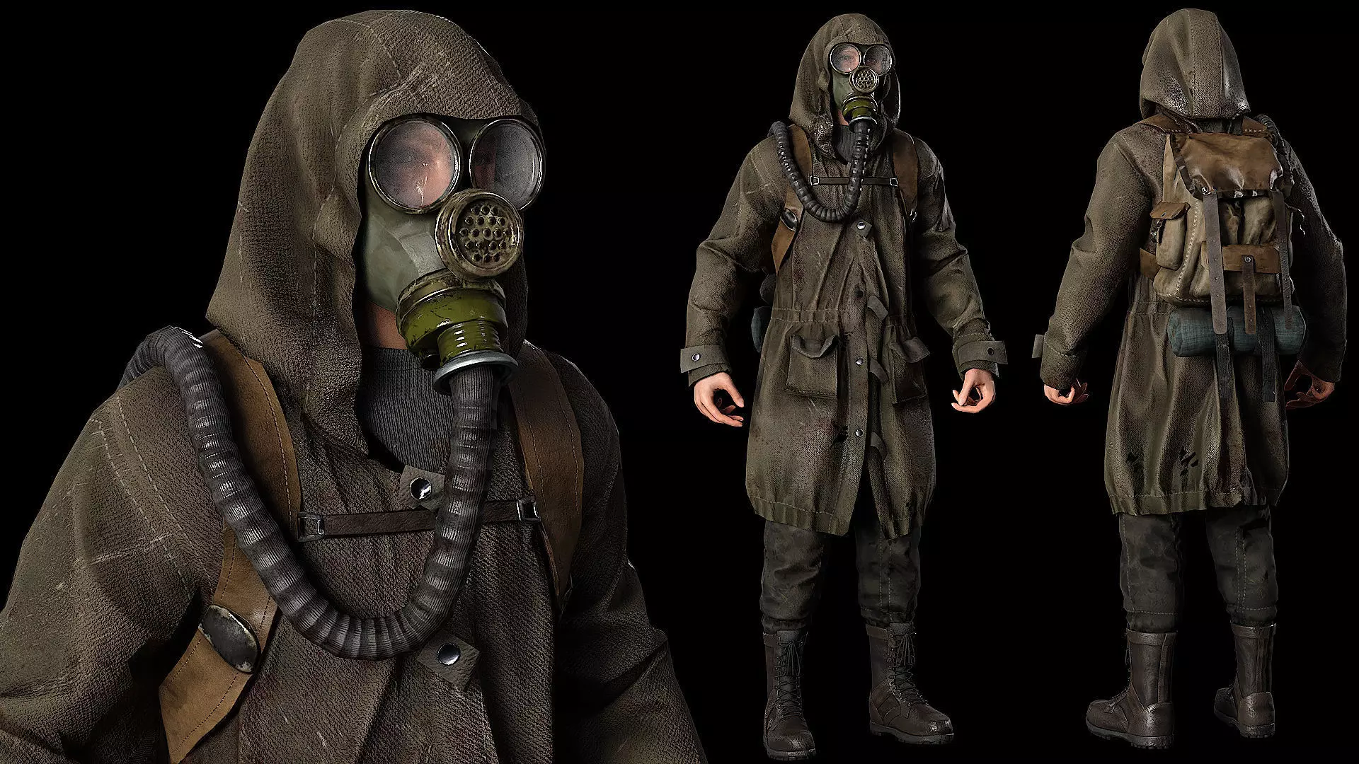 Post apocalyptic survivor 2 Game ready low poly character Low-poly 3D model_0