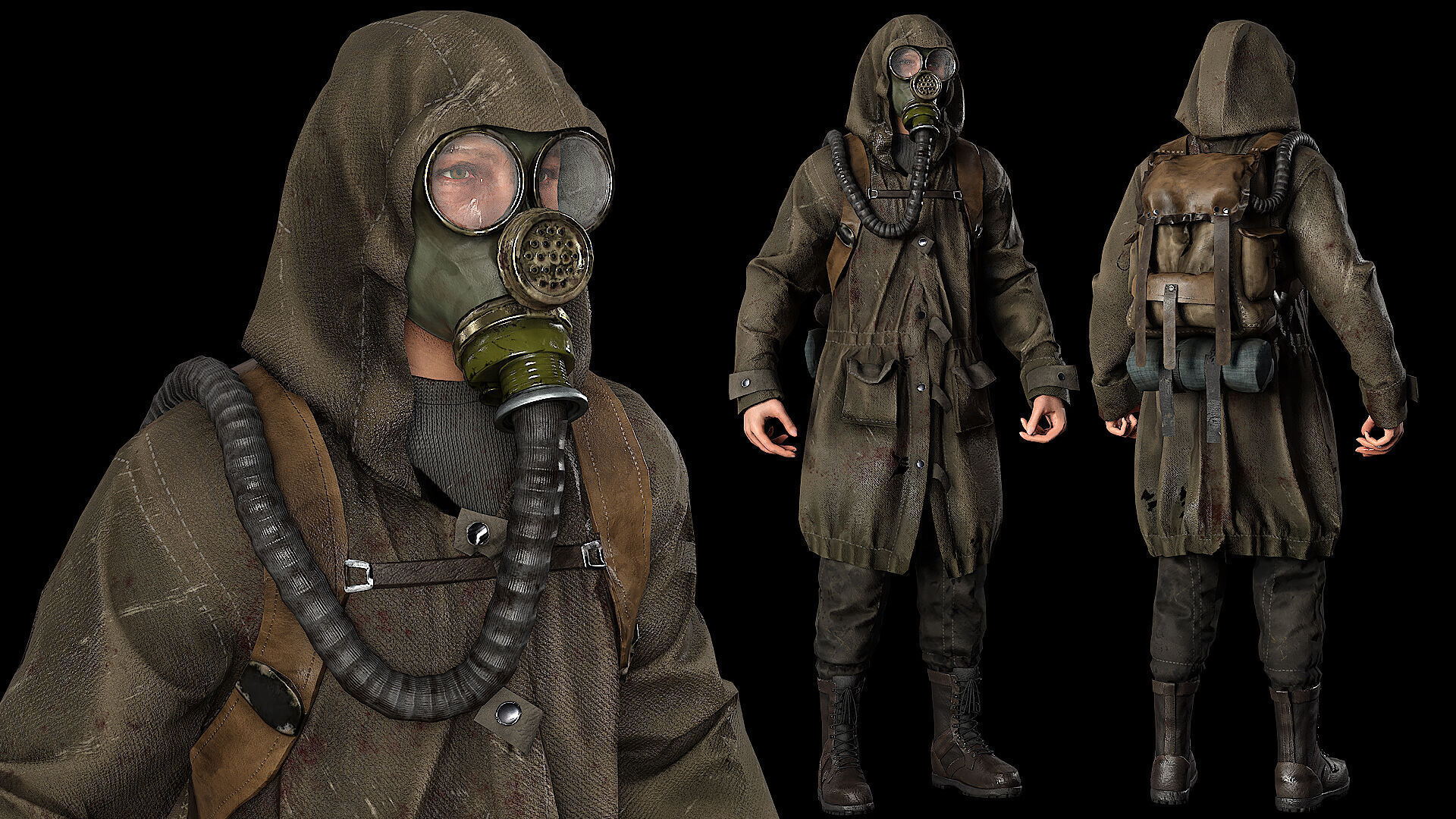 Post apocalyptic survivor 2 Game ready low poly character Low-poly 3D model_6