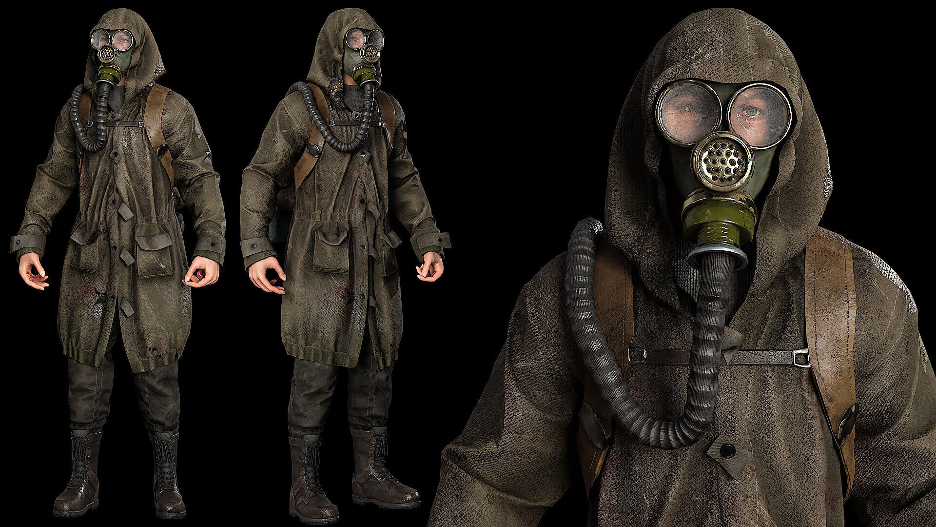 Post apocalyptic survivor 2 Game ready low poly character Low-poly 3D model_9