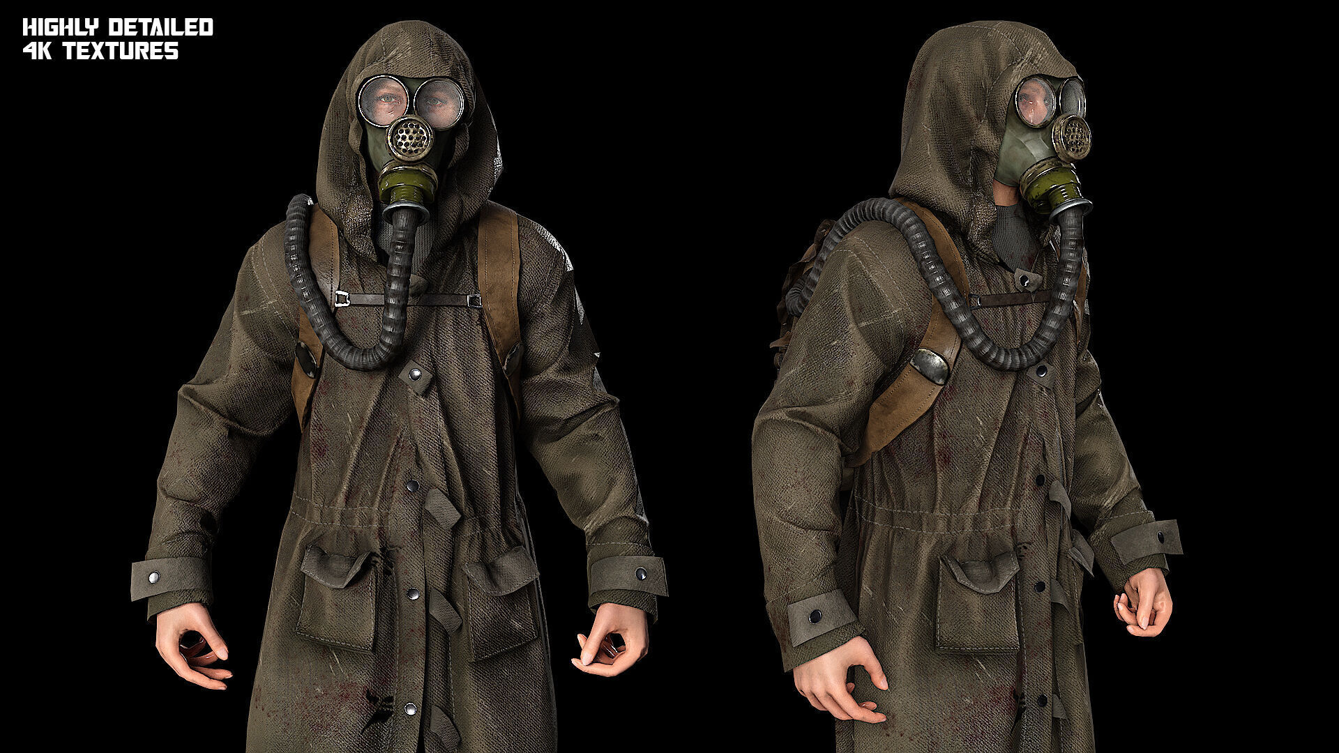 Post apocalyptic survivor 2 Game ready low poly character Low-poly 3D model_5