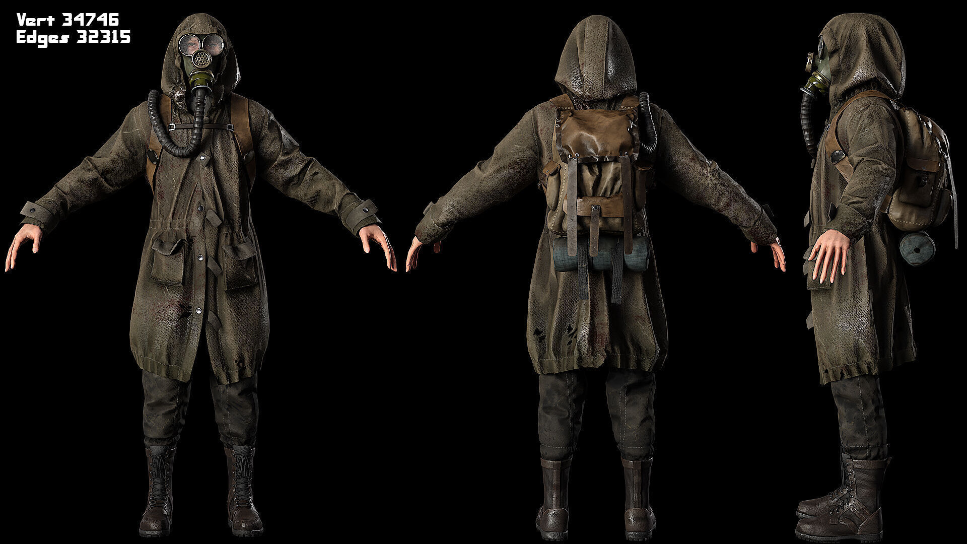 Post apocalyptic survivor 2 Game ready low poly character Low-poly 3D model_2