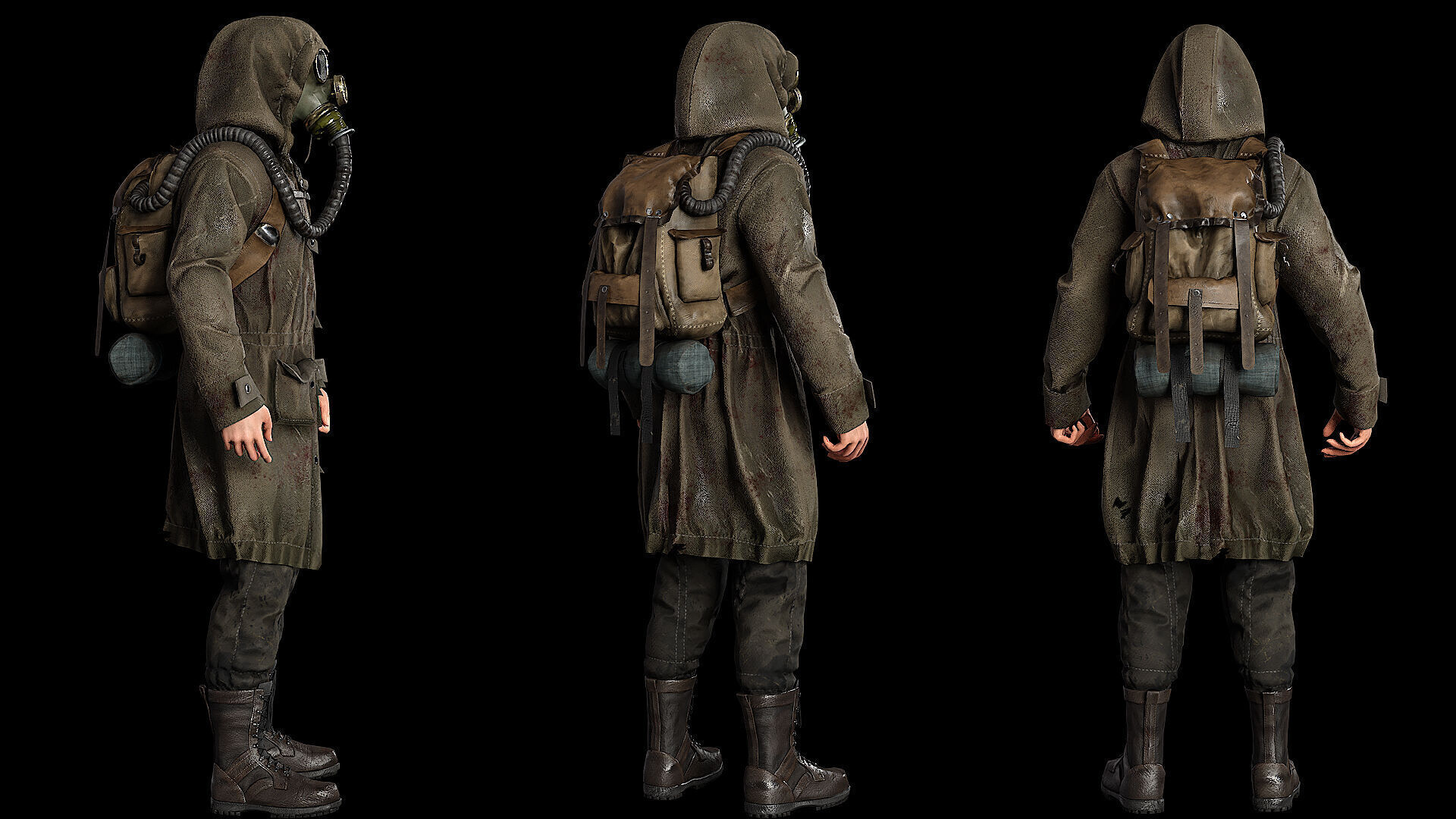 Post apocalyptic survivor 2 Game ready low poly character Low-poly 3D model_1