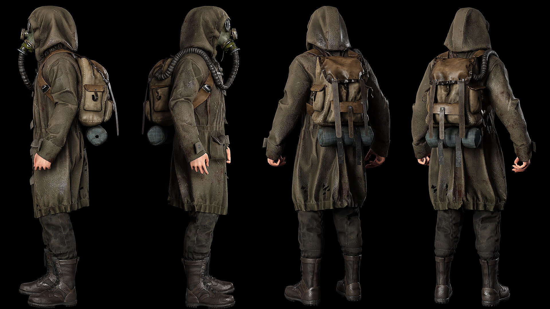 Post apocalyptic survivor 2 Game ready low poly character Low-poly 3D model_4