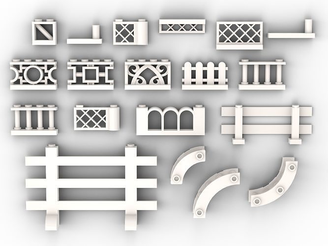 PixelBricks3D - LEGO Fence Pack 3D print model