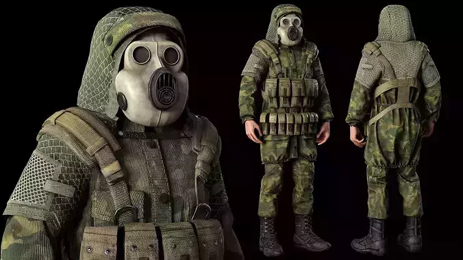 Post apocalyptic survivor 3 Game ready low poly character Low-poly 3D model