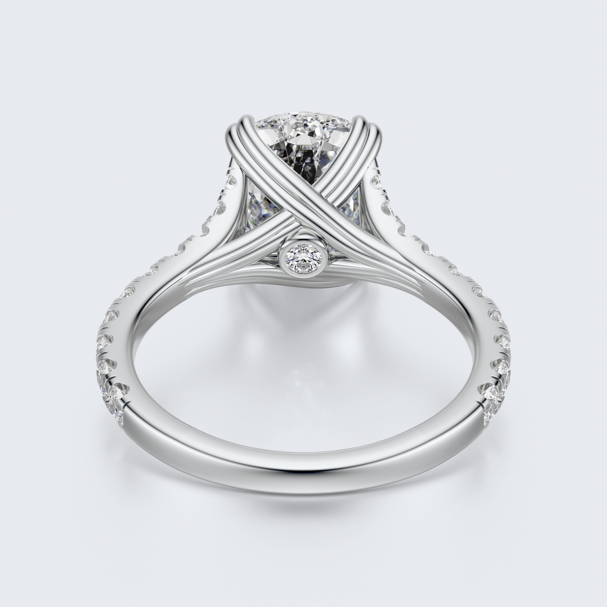 Cushion cut engagement Ring 3D print model_11