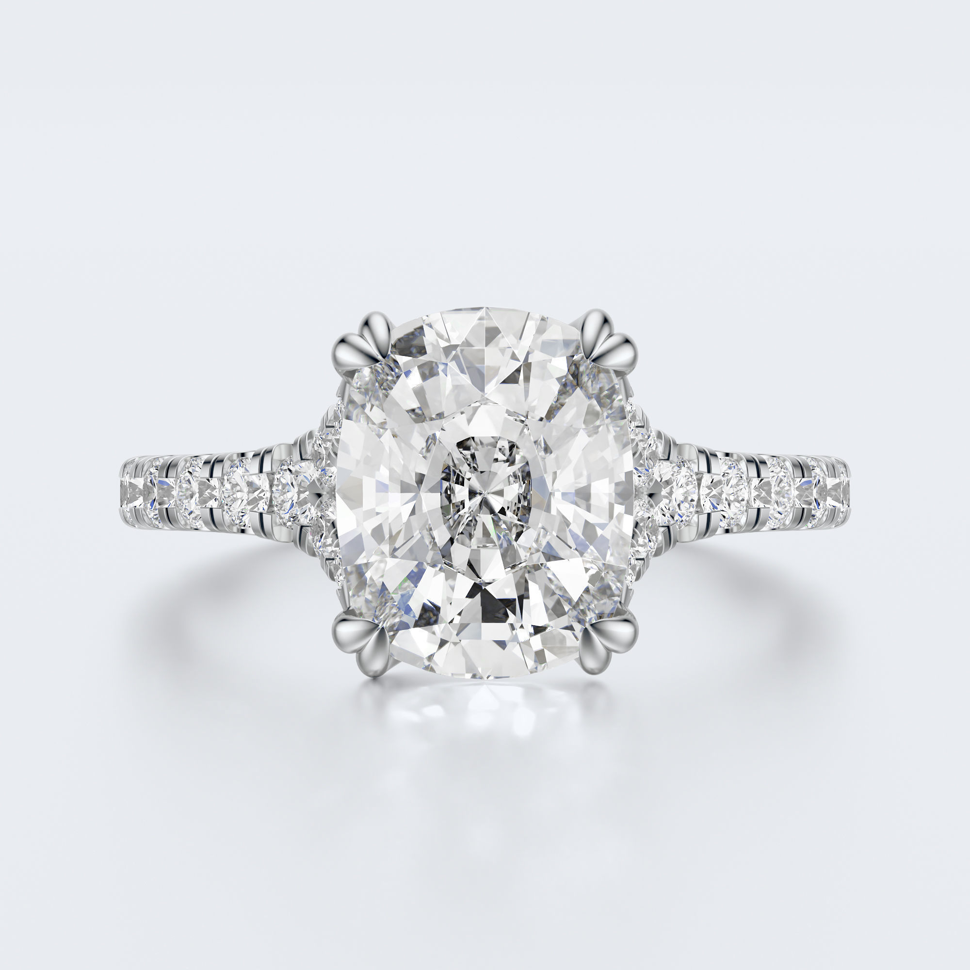 Cushion cut engagement Ring 3D print model_14