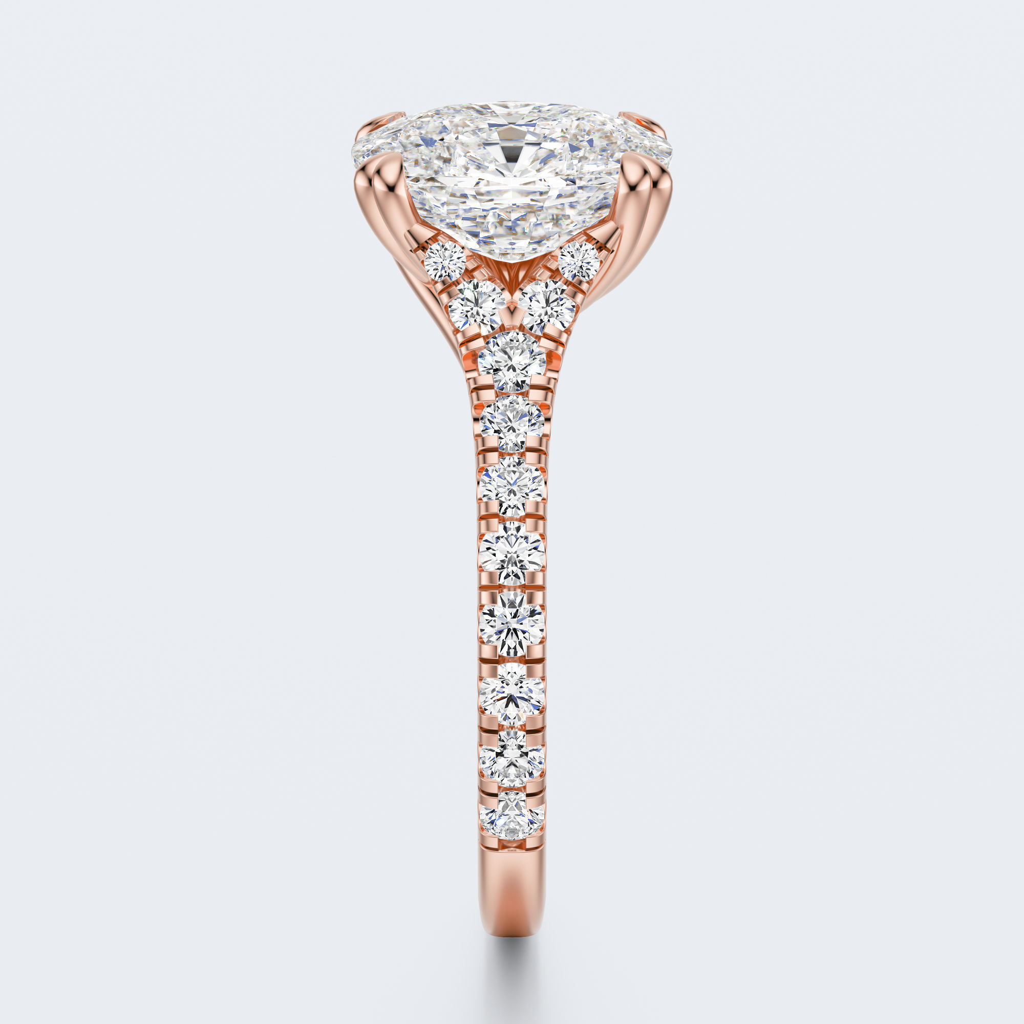 Cushion cut engagement Ring 3D print model_8