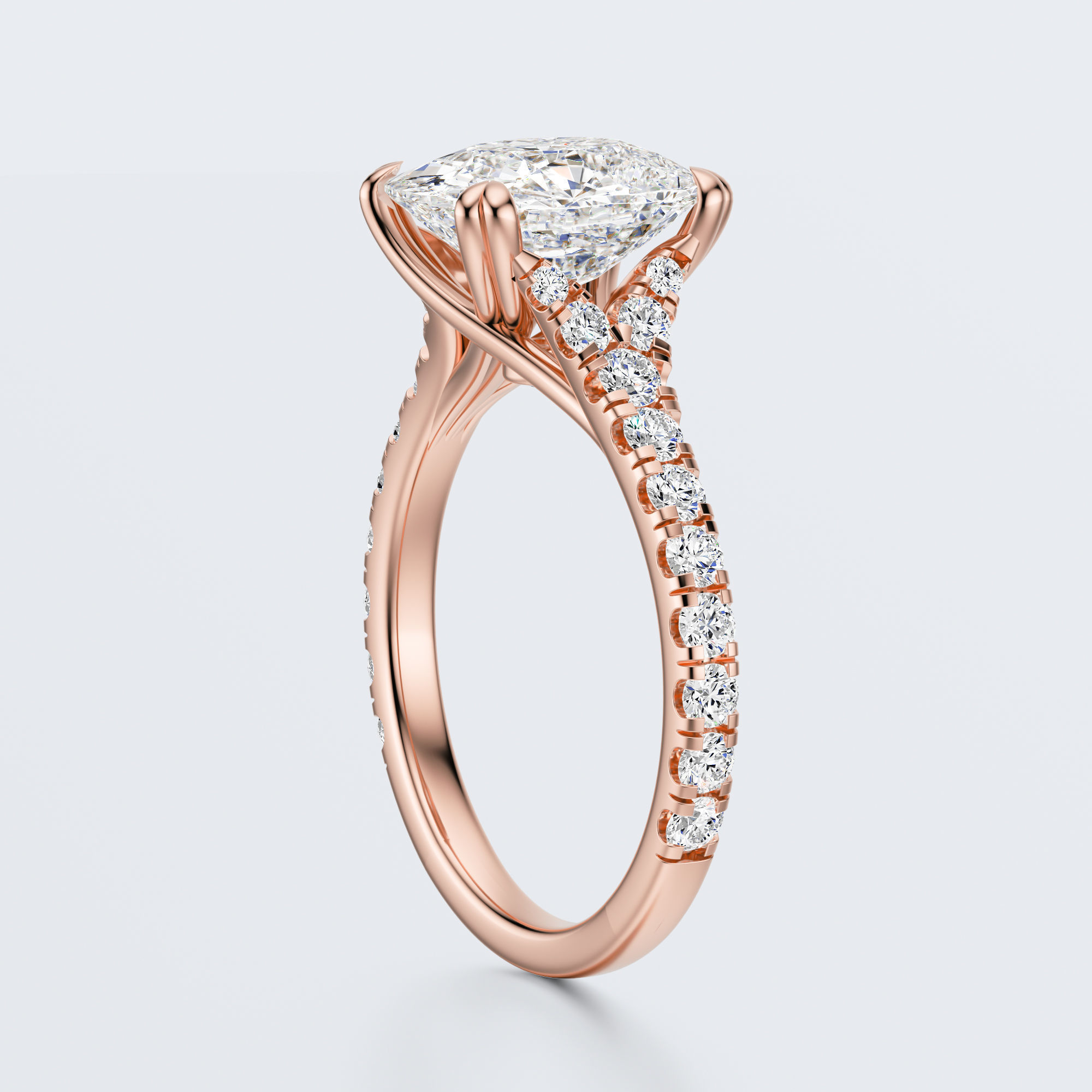 Cushion cut engagement Ring 3D print model_7