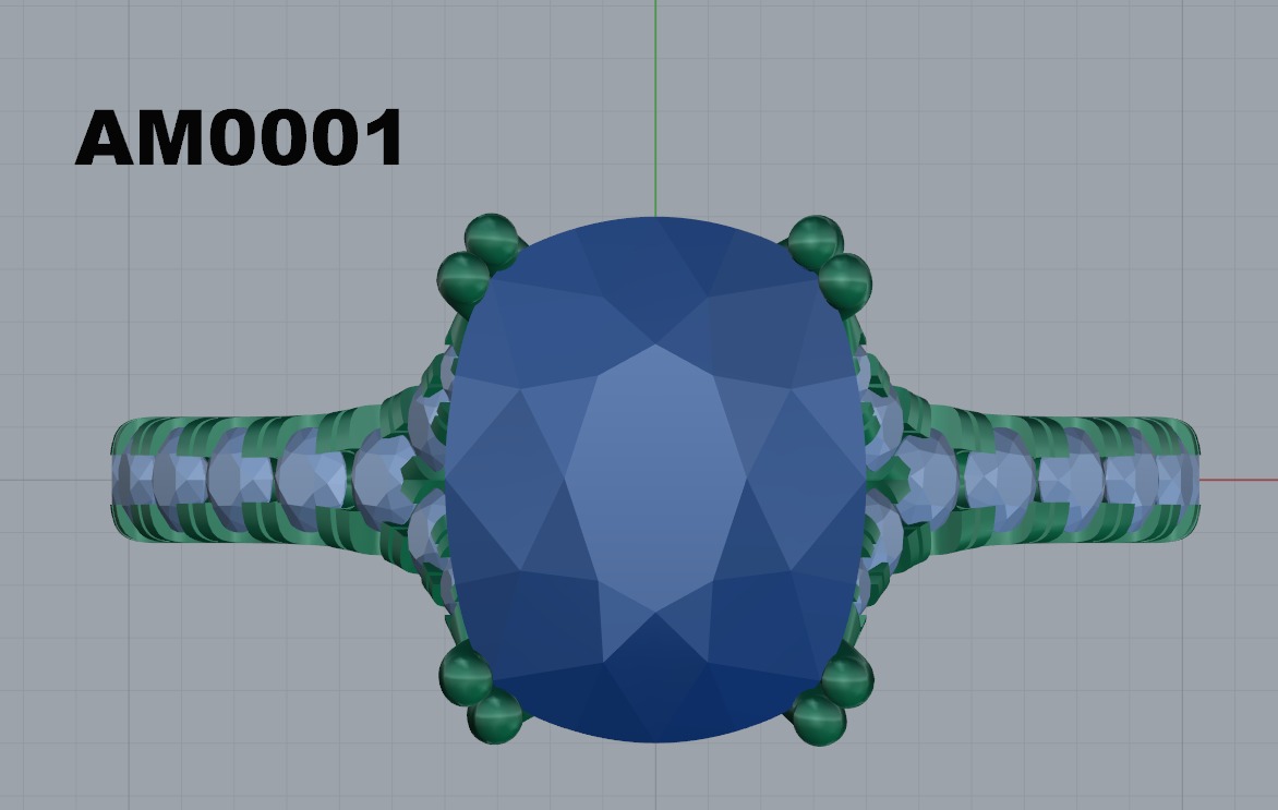 Cushion cut engagement Ring 3D print model_2