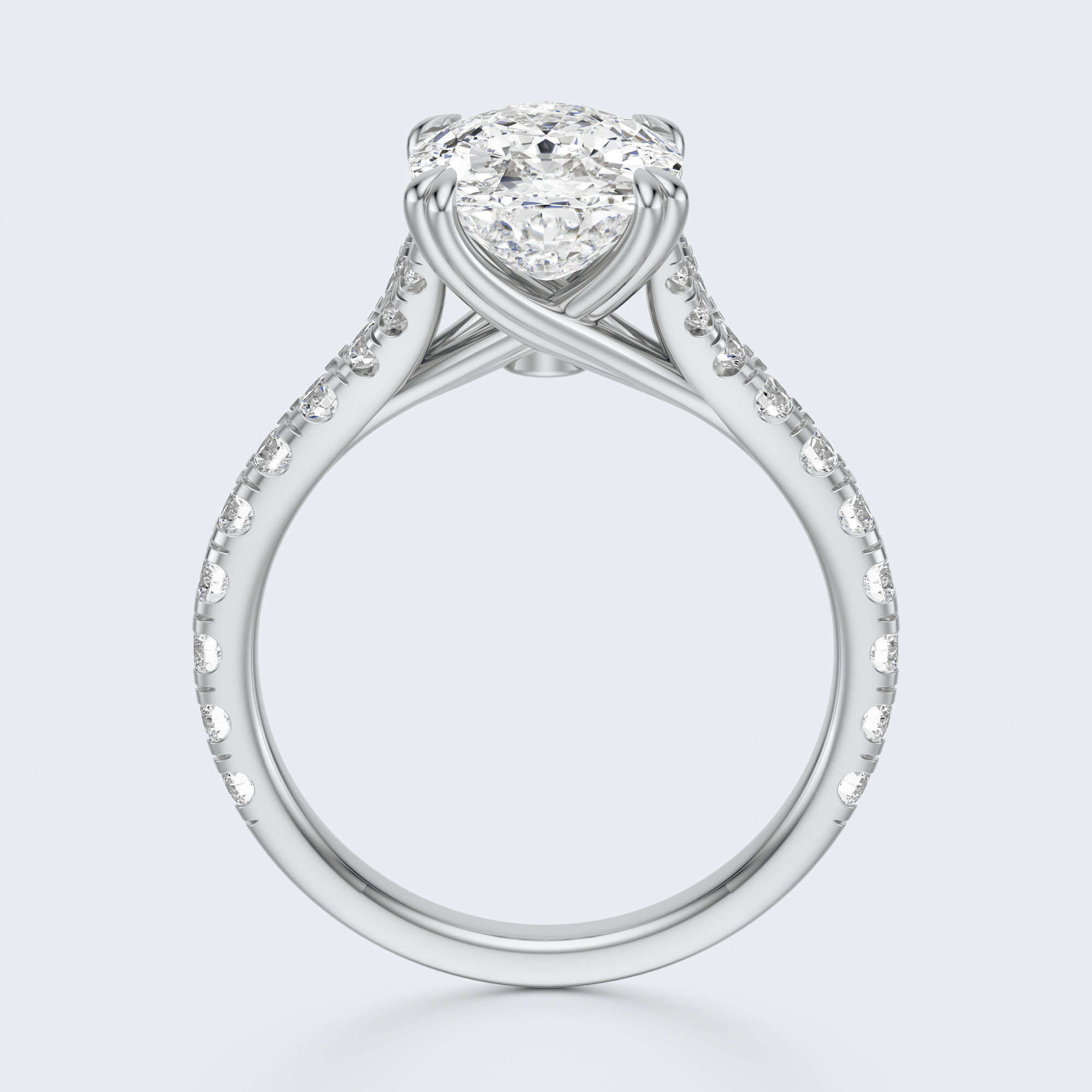 Cushion cut engagement Ring 3D print model_12