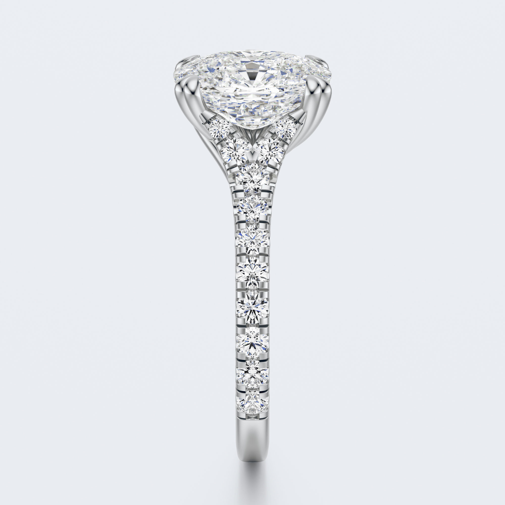 Cushion cut engagement Ring 3D print model_13