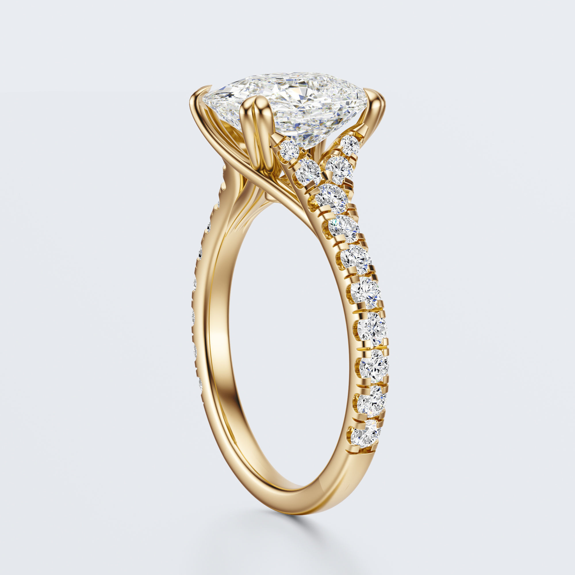 Cushion cut engagement Ring 3D print model_19